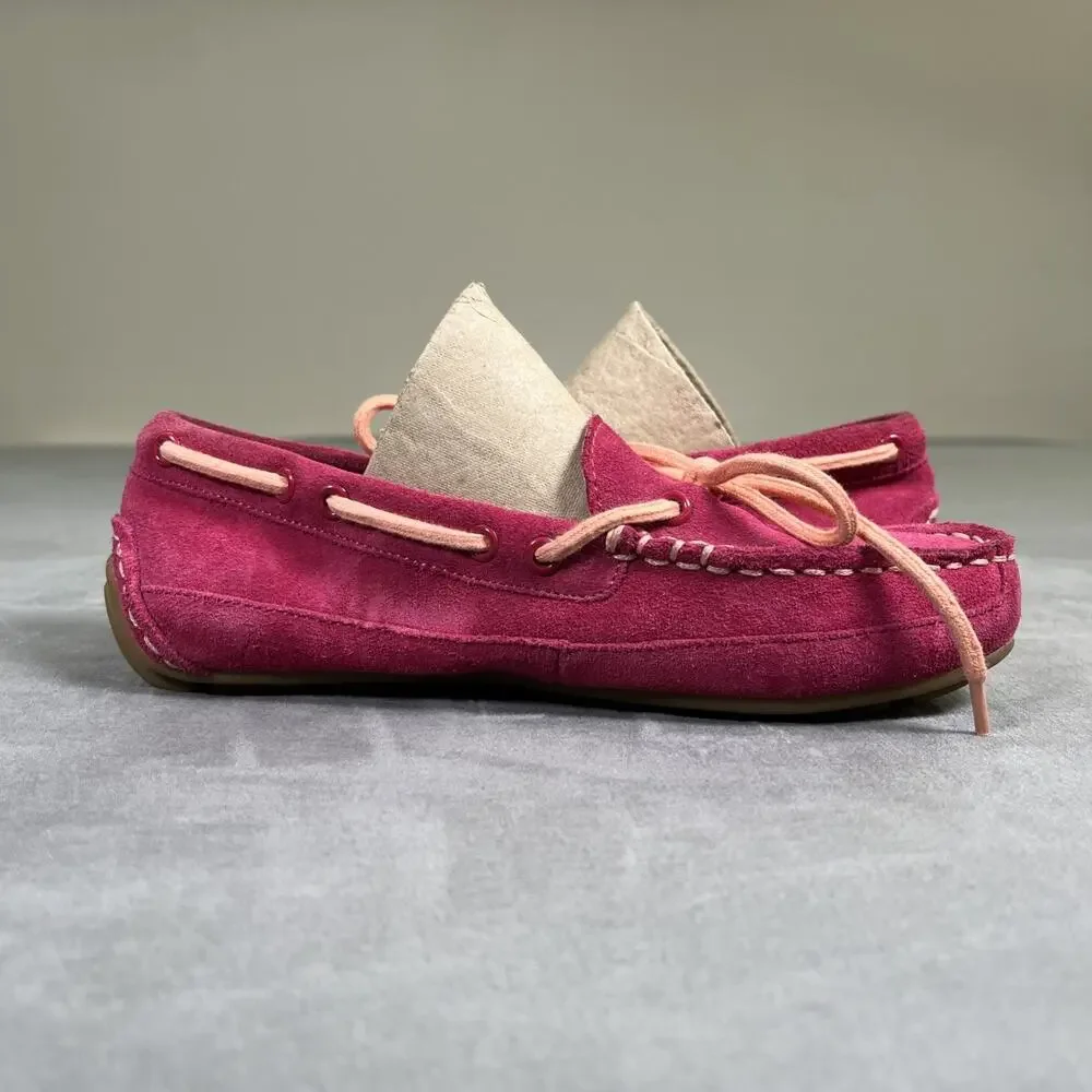 Cole Haan Girls Driving Shoes Pink Suede Slip On Moccasins Loafers Sz 2 Grand.OS